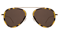 Front view of Dorchester Ace Sunglasses in Tortoise/Gold/Grey Flat