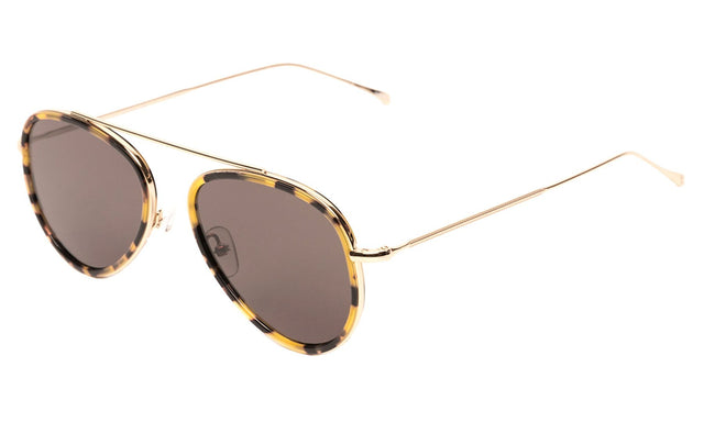 Dorchester Ace Sunglasses side view in Tortoise / Gold With Grey Flat Lenses