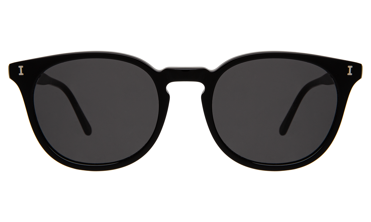 Eldridge 56 Sunglasses in Black with Grey Flat lenses, front view