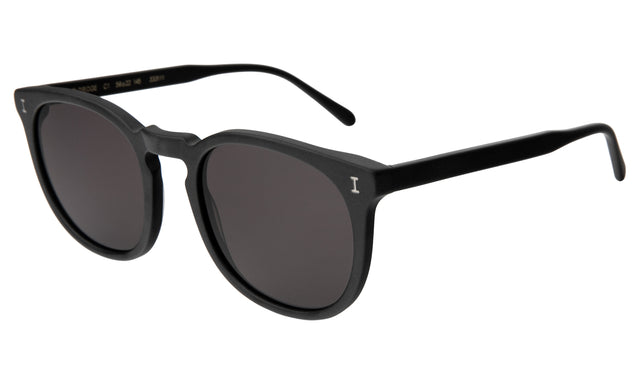 Eldridge 56 Sunglasses Side Profile in Matte Black w Grey Flat