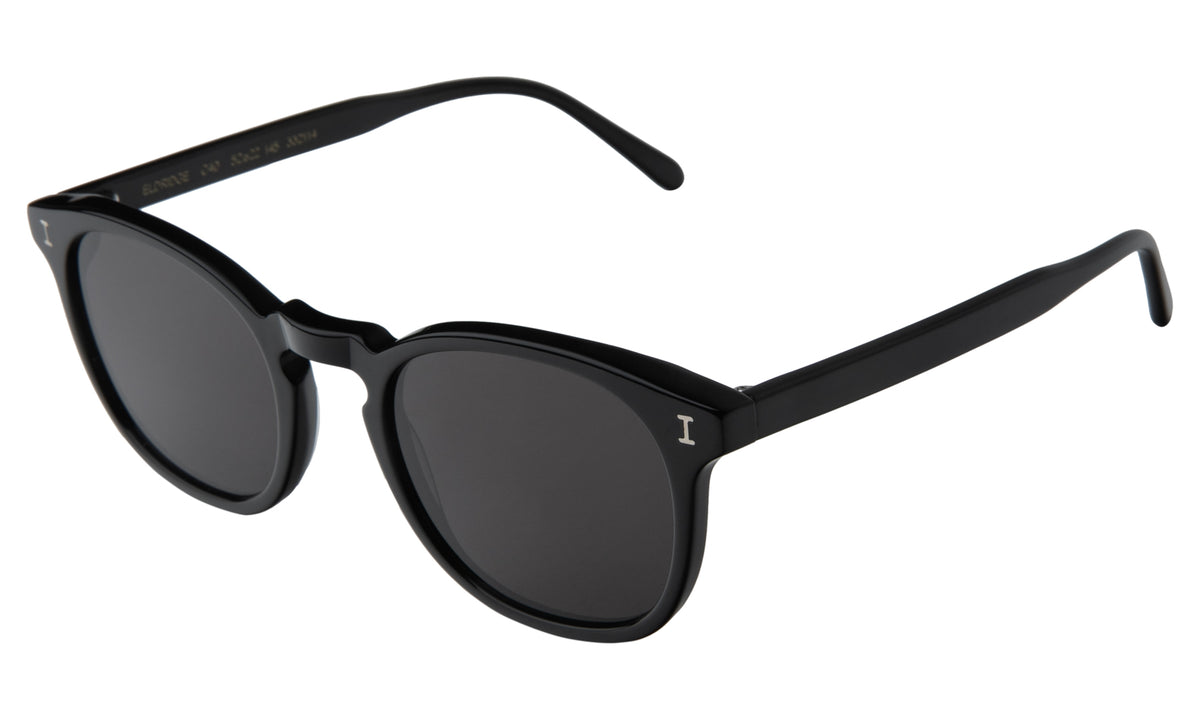 Eldridge Sunglasses in Black with Grey Flat lenses, side view
