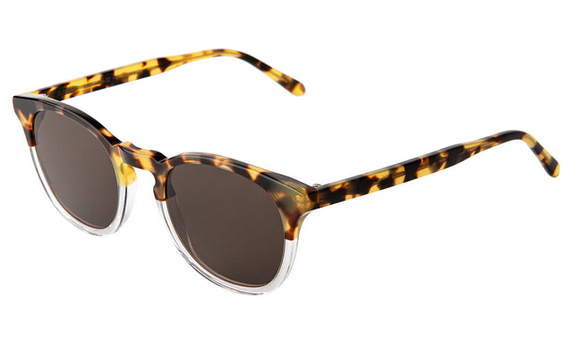 Eldridge Sunglasses Side Profile in H/H Tortoise/Clear Grey Flat