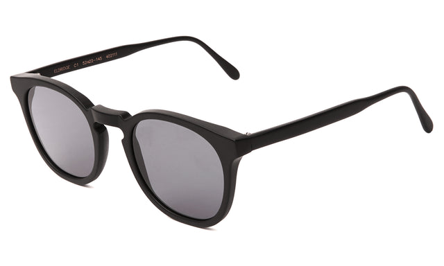 Eldridge Sunglasses Side Profile in Matte Black / Grey Flat