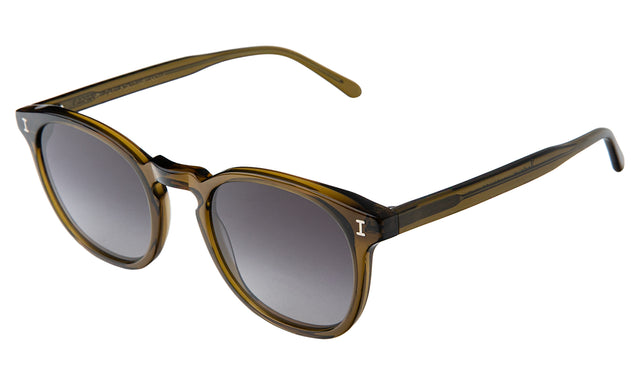 Eldridge Sunglasses Side Profile in Moss / Grey Flat Gradient