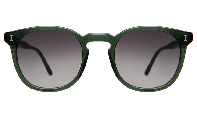 Eldridge Sunglasses front view in Pine with Grey Flat Gradient
