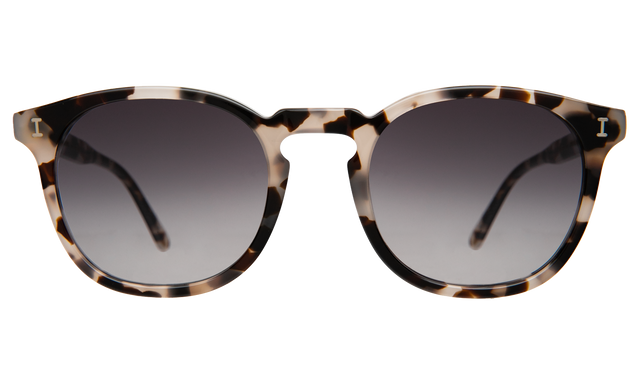 Eldridge Sunglasses in White Tortoise with Grey Flat Gradient