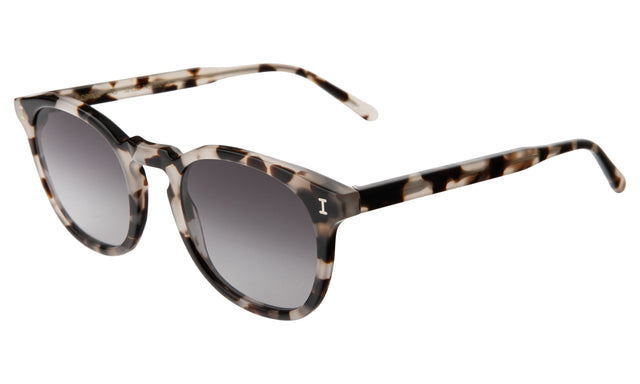 Eldridge Sunglasses Side Profile in White Tortoise / Grey Flat Gradient