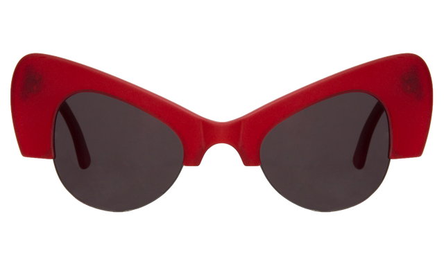 Emma Sunglasses front view in Matte Red with Grey