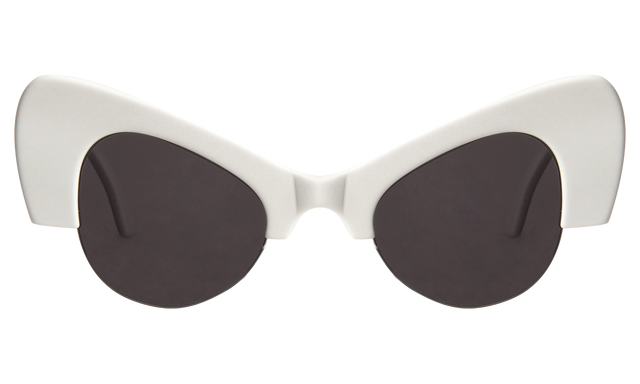 Emma Sunglasses front view in Matte White with Grey