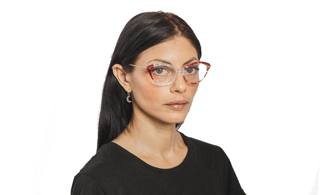 Brunette Cecille Optical Side Profile in Red Clear Marble Optical