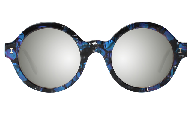 Frieda Eco Sunglasses Side Profile in Blueberry / Silver Mirror