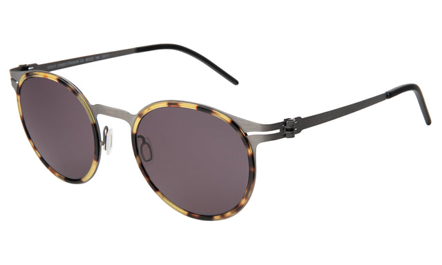 Great Jones Titanium Sunglasses Side Profile in Tortoise/Matte Silver / Grey
