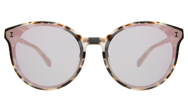 Helen Sunglasses in White Tortoise Bright Rose Flat Mirror