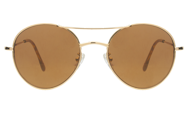 Hester Sunglasses front view in Gold with Gold Mirror