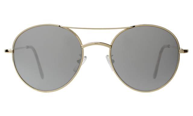 Hester Sunglasses front view in Gold with Silver Mirror