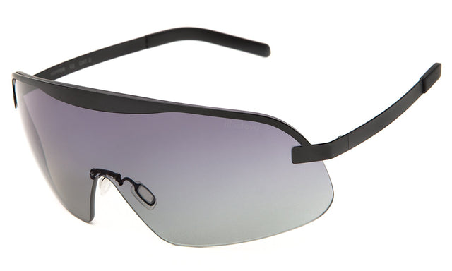 Hopper Sunglasses Side Profile in Matte Black w/ Grey Gradient