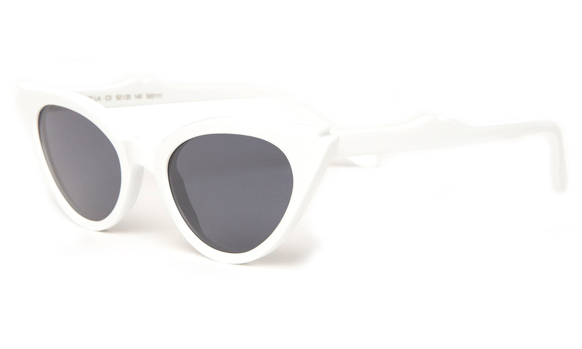 Isabella Sunglasses in White Grey Flat, side view