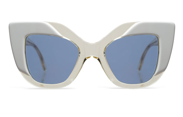 Juliette Sunglasses front view in Champagne White Blue See Through