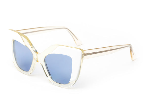 Juliette Sunglasses side view in Champagne White Blue See Through