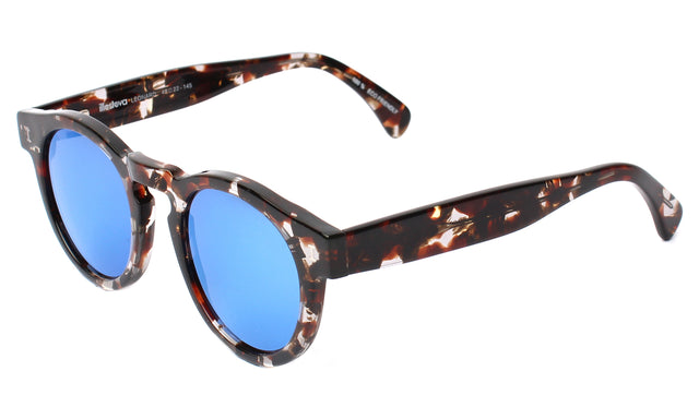 Leonard Eco Sunglasses side view in Clear Marble / Blue Mirror