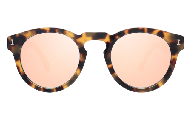 Leonard Sunglasses Side Profile in Tortoise / Rose Mirror