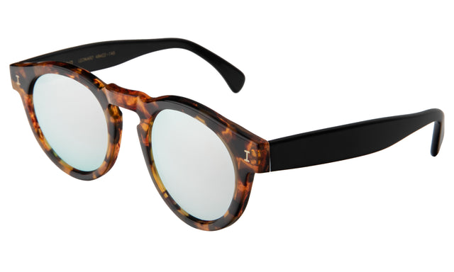 Leonard (Vintage) Sunglasses Side Profile in Amber Tortoise/Black Silver Mirror