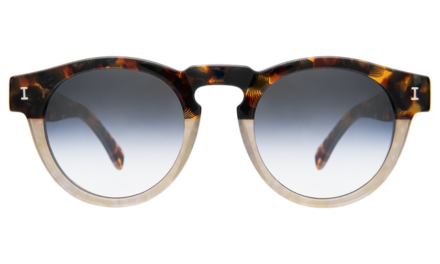 Leonard Sunglasses in H/H Maple Bone with Silver Mirror Gradient