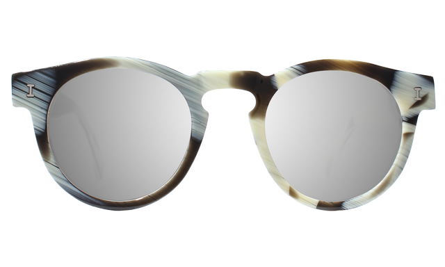 Leonard (Flex Hinge) Sunglasses in Horn Silver Flat Mirror