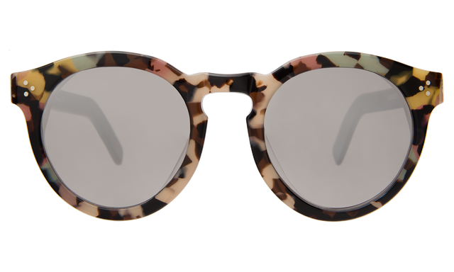 Leonard II E Sunglasses front view in Rainbow Tortoise/Black Silver Mirror Gradient
