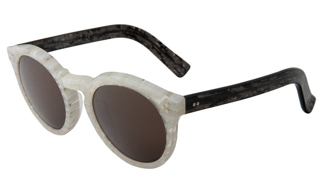 Leonard II Sunglasses Side Profile in Frost Black Frost w Brown