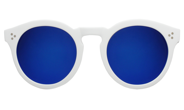 Leonard II Sunglasses in White/Havana Dark Blue Mirror