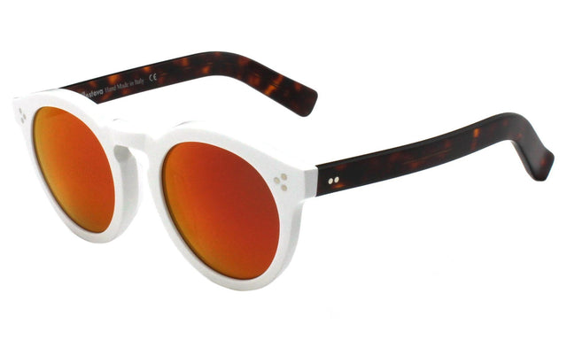 Leonard II Sunglasses Side Profile in White/Havana Red Mirror