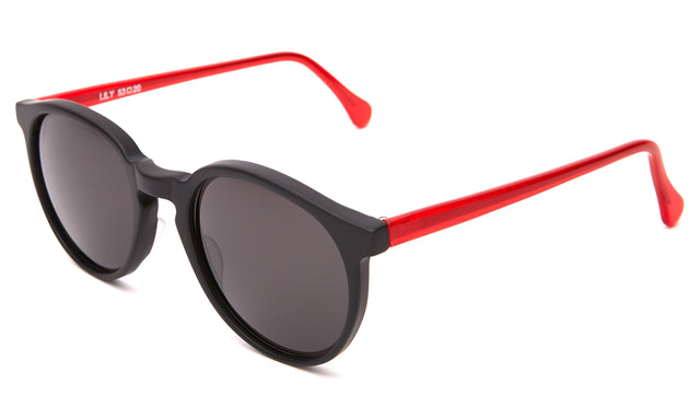 Lily Sunglasses Side Profile in Matte Black/Red Grey