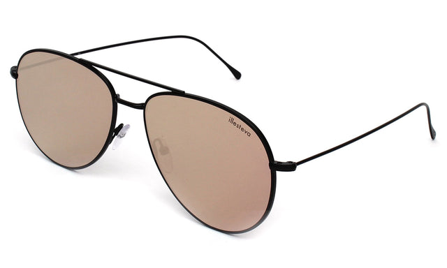 Linate Sunglasses side view in Black with Rose Flat Mirror