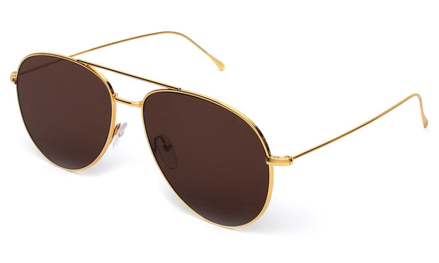 Linate Sunglasses Side Profile in Gold Brown Flat