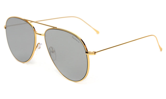 Linate Sunglasses side view in Gold Silver Flat Mirror