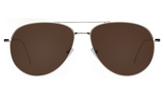 Linate Sunglasses front view in Silver Mocha Flat Mirror