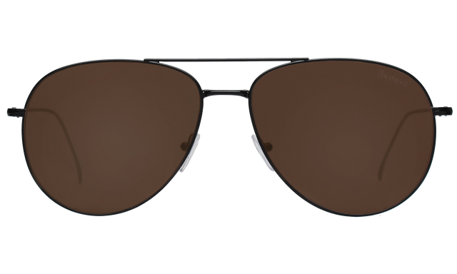 Linate Sunglasses front view in Black Mocha Flat Mirror