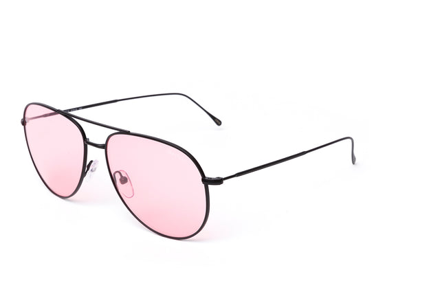 Linate Sunglasses Side Profile in Matte Black Pink Flat See Through