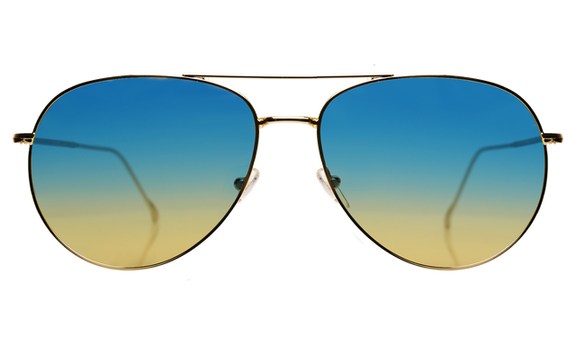 Linate Sunglasses front view in Gold Blue/Yellow Flat Gradient