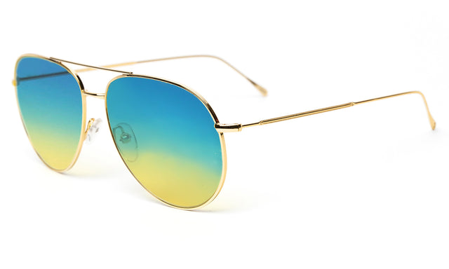 Linate Sunglasses side view in Gold Blue/Yellow Flat Gradient