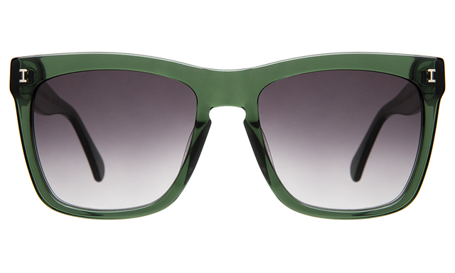 Los Feliz Sunglasses front view in Pine with Grey Gradient
