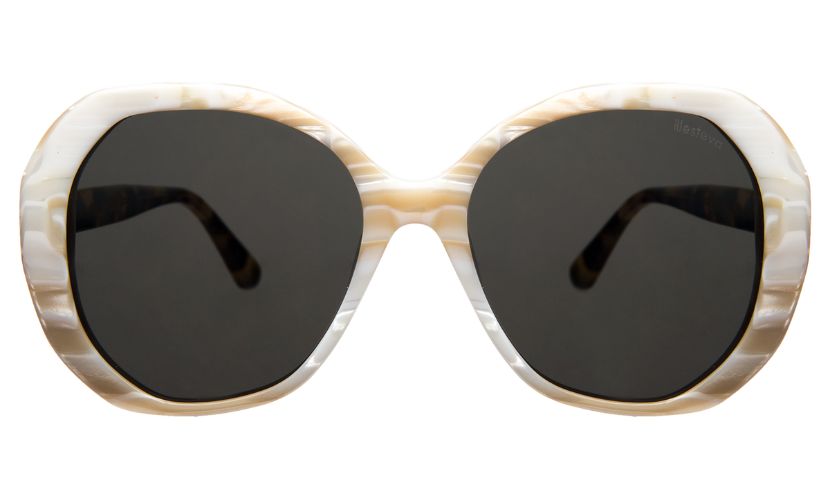 Manuela Sunglasses in Cream Marble with Tortoise Grey lenses, front view