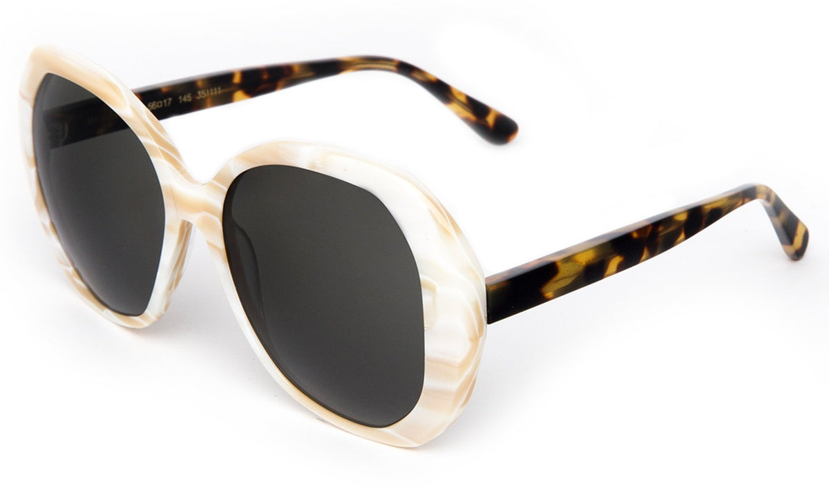 Manuela Sunglasses in Cream Marble with Tortoise Grey lenses, side view