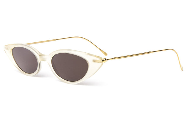  Marianne Sunglasses Side Profile in Matte Champagne / Gold With Brown Flat Lenses