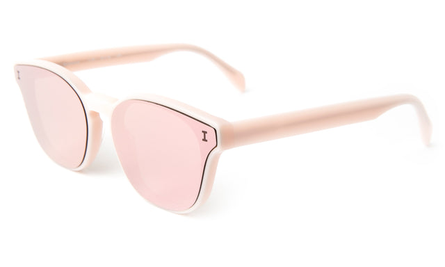 Martinique Sunglasses side view in Cotton Candy Rose Flat Mirror