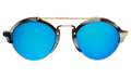 Front view of Milan II Sunglasses in Horn/Blue Mirror