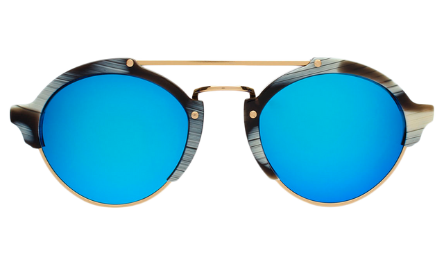 Milan II Sunglasses front view in Horn Blue Mirror