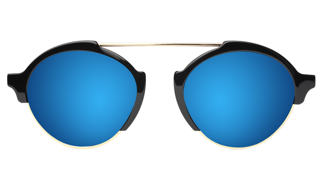 Milan III Sunglasses in Black Blue Mirror