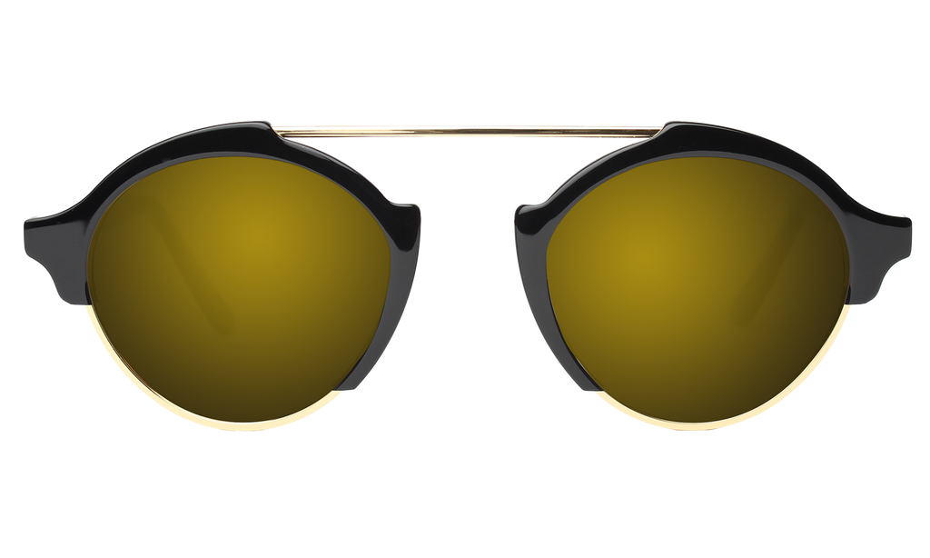 Illesteva Milan 3 C.02 high quality Unisex Sunglasses Black Gold Handmade In Italy New